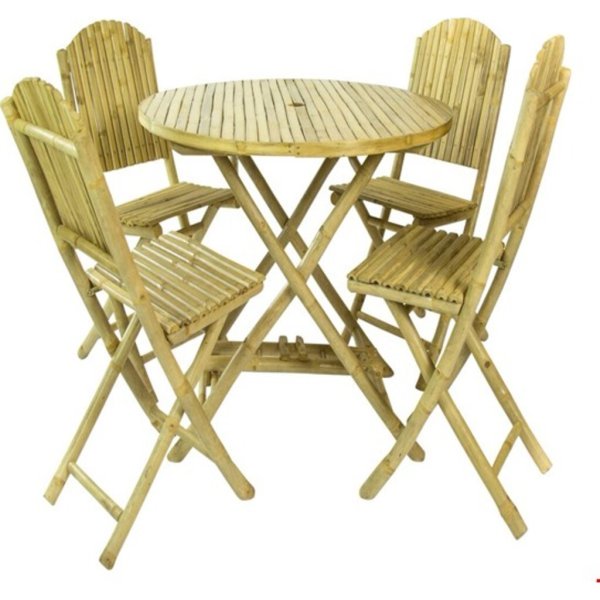 Set Bamboe tafel met 4 stoelen