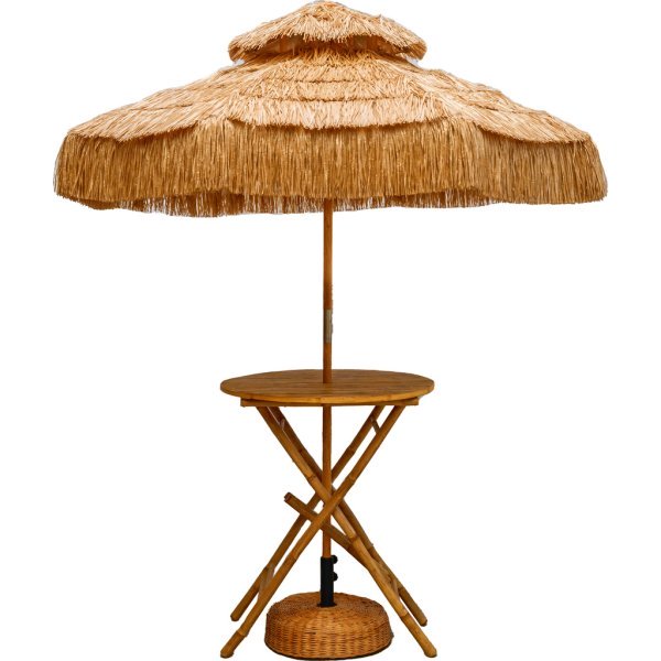 Set Bamboe statafel met kunst rieten parasol